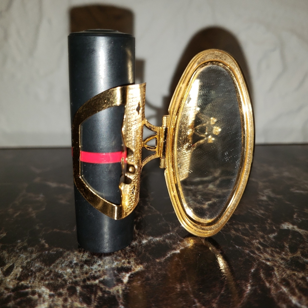Vintage gold tone lipstick mirror
